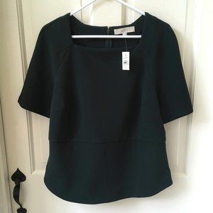 NWT LOFT Dark Green Square Neck Top - Medium